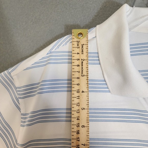 Nike Polo Shirt Mens 2XL White Striped Nike Dri-Fit Short Sleeve - Picture 7 of 15